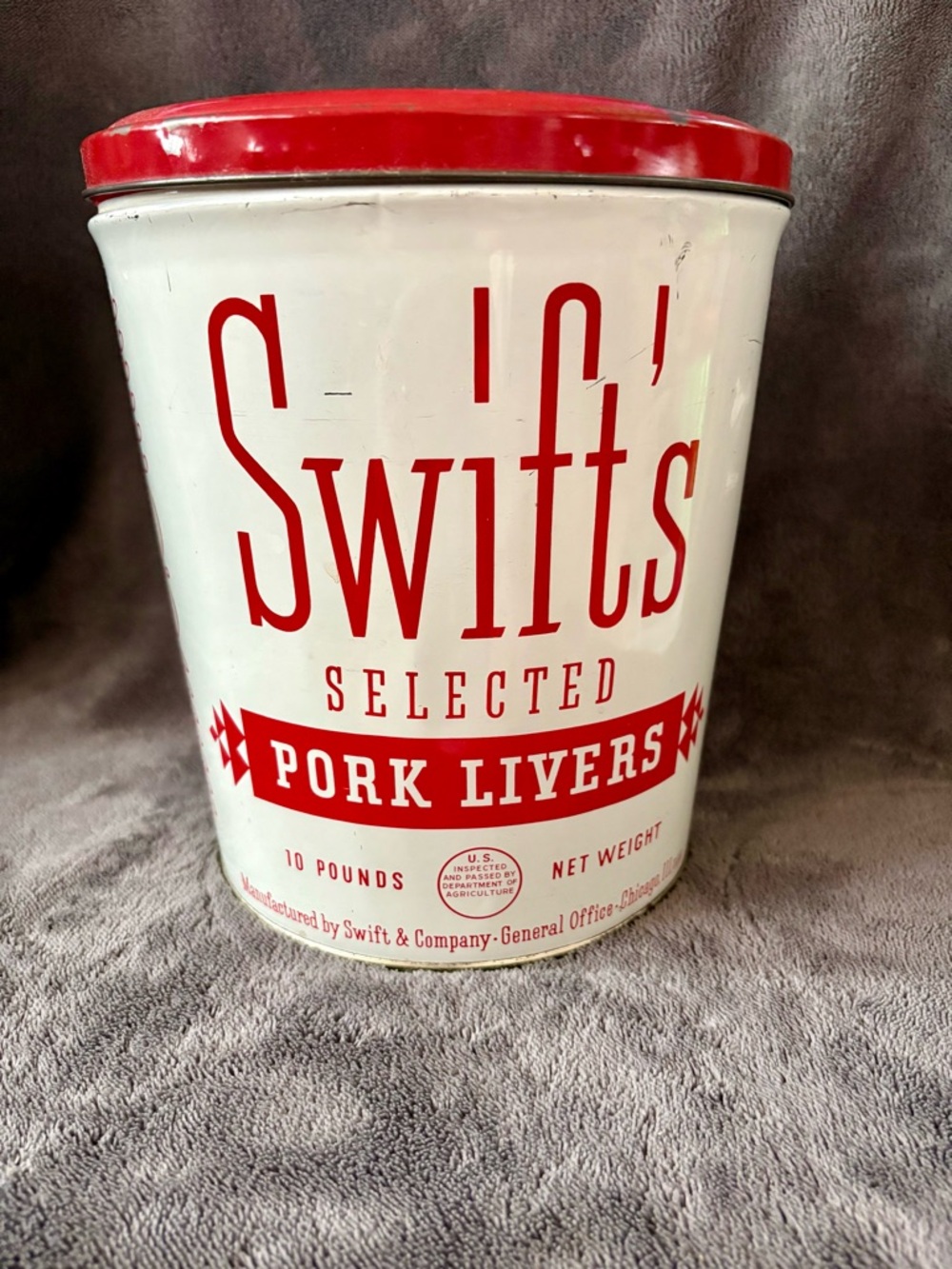 Vintage Swift’s Selected Pork Livers Tin Container